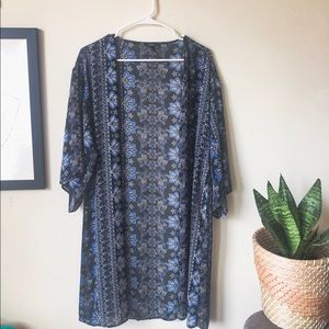 Floral black kimono